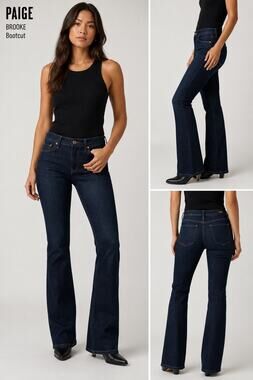 PAIGE Brooke Bootcut Jeans Womens 28 Dark Wash Stretch Made in USA